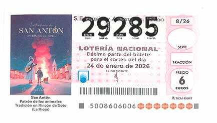 Décimo 29285 del sorteo 8-24/01/2026 Sábado