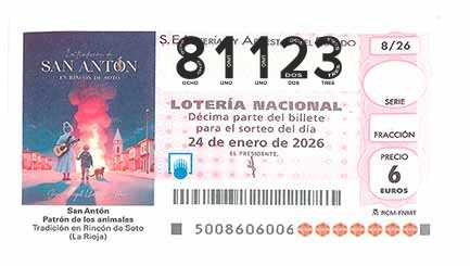 Décimo 81123 del sorteo 8-24/01/2026 Sábado