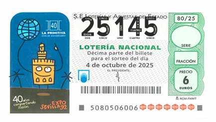 Décimo 25145 del sorteo 80-04/10/2025 Sábado