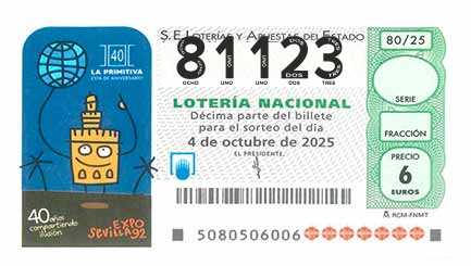Décimo 81123 del sorteo 80-04/10/2025 Sábado