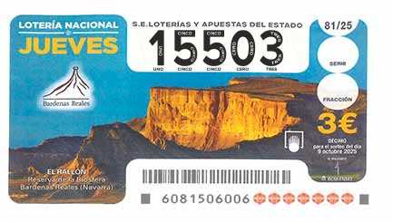 Décimo 15503 del sorteo 81-09/10/2025 Jueves