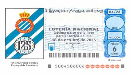 Décimo 36810 del sorteo 84-18/10/2025 Sábado