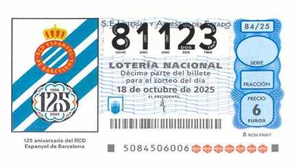 Décimo 81123 del sorteo 84-18/10/2025 Sábado