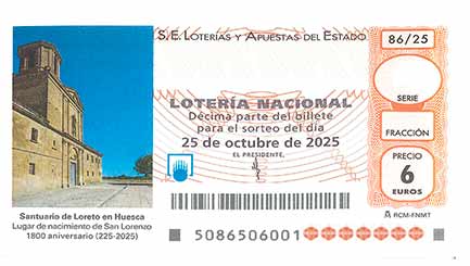 Décimo 36984 del sorteo 86-25/10/2025 Sábado
