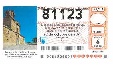 Décimo 81123 del sorteo 86-25/10/2025 Sábado