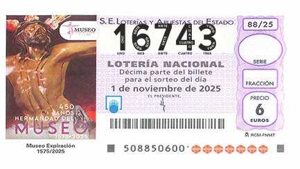 Décimo 16743 del sorteo 88-01/11/2025 Sábado