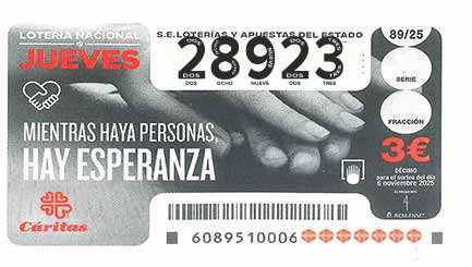 Décimo 28923 del sorteo 89-06/11/2025 Jueves