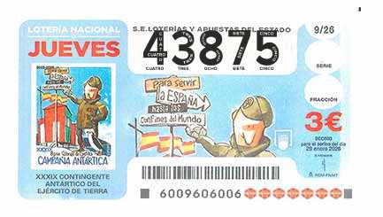 Décimo 43875 del sorteo 9-29/01/2026 Jueves