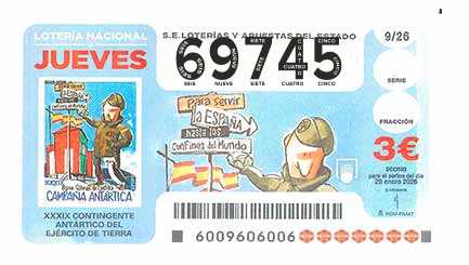 Décimo 69745 del sorteo 9-29/01/2026 Jueves