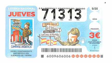 Décimo 71313 del sorteo 9-29/01/2026 Jueves