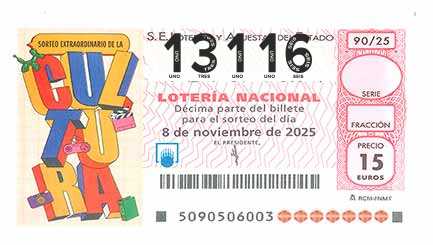 Décimo 13116 del sorteo 90-08/11/2025 Sábado
