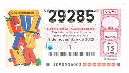 Décimo 29285 del sorteo 90-08/11/2025 Sábado