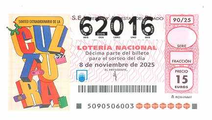 Décimo 62016 del sorteo 90-08/11/2025 Sábado