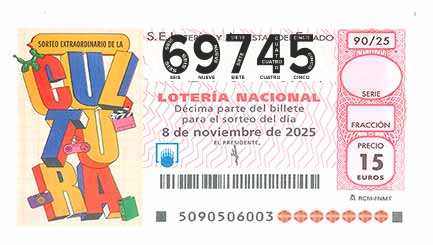 Décimo 69745 del sorteo 90-08/11/2025 Sábado