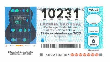 Décimo 10231 del sorteo 92-15/11/2025 Sábado