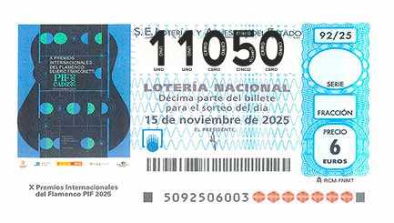 Décimo 11050 del sorteo 92-15/11/2025 Sábado