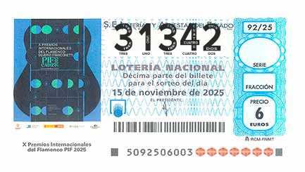 Décimo 31342 del sorteo 92-15/11/2025 Sábado