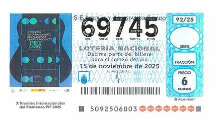 Décimo 69745 del sorteo 92-15/11/2025 Sábado