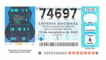Décimo 74697 del sorteo 92-15/11/2025 Sábado