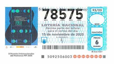 Décimo 78575 del sorteo 92-15/11/2025 Sábado