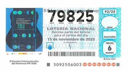 Décimo 79825 del sorteo 92-15/11/2025 Sábado