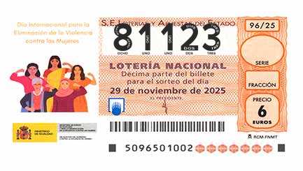 Décimo 81123 del sorteo 96-29/11/2025 Sábado