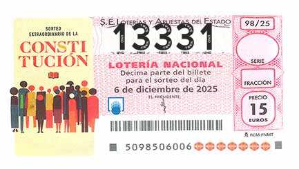 Décimo 13331 del sorteo 98-06/12/2025 Sábado