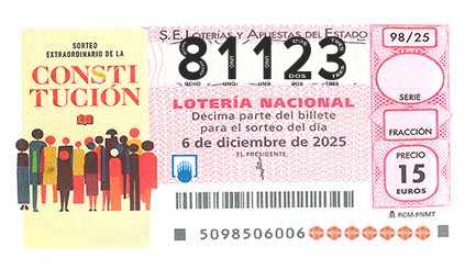 Décimo 81123 del sorteo 98-06/12/2025 Sábado